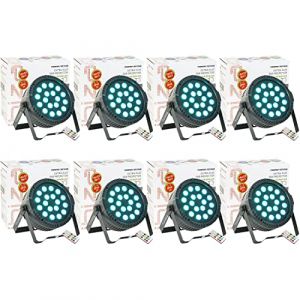 Ibiza Light Pack de 8 Projecteurs Par THINPAR-18X1RGB - Soirée Dj Club Fête Discothèque DMX Télécommande Extra-plats LED