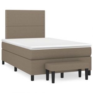 VidaXL Sommier &agrave; Lattes de Lit avec Matelas, Lit Rembourr&eacute;, Lit Double, Lit Adulte de Chambre &agrave; Coucher Int&eacute;rieur, Moderne, Taupe 120x190 cm Tissu