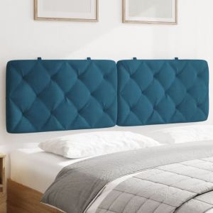 VidaXL Coussin de t&ecirc;te de lit bleu 160 cm velours