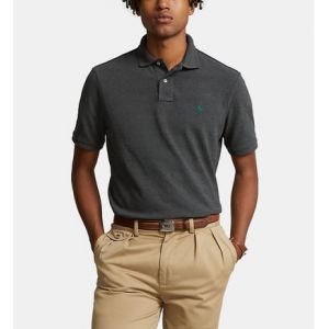 Image de Ralph Lauren Polo ajusté uni en coton Gris Polo - Couleur Gris - Taille S