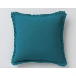 Coussin à franges bleu 40x40 en coton