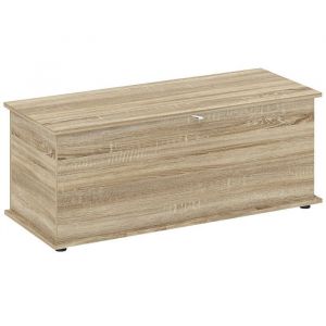 Homcom Coffre malle de rangement coffre à jouets dim. 100L x 40l x 40H cm panneaux particules bois chêne