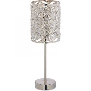 Relaxdays Lampe de table, cristal, design floral, Douille E14, salon et chambre à coucher, HxD 37 x 12 cm argenté