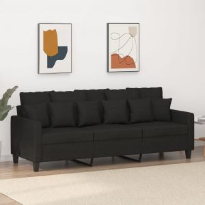 VidaXL Canapé à 3 places Noir 180 cm Tissu348843