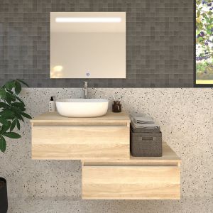 -17% - Cosyneo - Meuble de salle de bain PENA et miroir Led STAM - 120cm