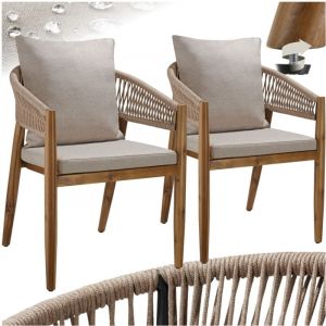 TecTake Chaise de jardin Bois d'acacia lasuré et résistant aux intempéries 59 x 58 x 76,5 cm et capacité de charge 120 kg