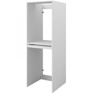Meuble pour machine &agrave; laver et s&egrave;che-linge &ndash; Blanc &ndash; L64 x H184 cm &ndash; ERKANO