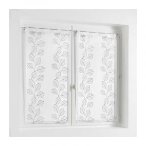 Image de Homemaison - Paire de vitrages droits brod&eacute;s &agrave; passants Gris clair 60x120 cm - Gris clair