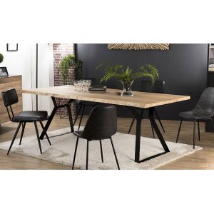 Image de Table à manger C ne pieds métal marron L 230 x P 100 x H 77 cm