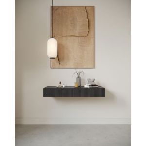 Coiffeuse 2 tiroirs en aspect frêne noir 110 cm