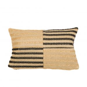 Housse de coussin effet raphia - Bi-colore à rayures - Rectangle - 50x30cm