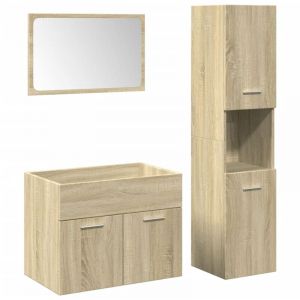 VidaXL Ensemble De Meubles De Salle De Bain 3 Pcs Ch&ecirc;ne Sonoma