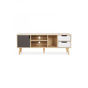 Image de Privatefloor Meuble tv en Bois - Design Scandinave - Aren Gris