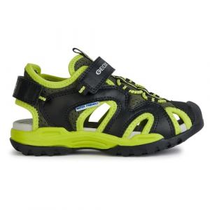 Geox J Borealis Boy C Sandale, Noir/Citron Vert, 24 EU