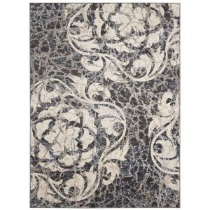 Unamourdetapis Tapis salon et chambre 120x180 gris rectangle tiss&eacute; motif baroque MAIXU