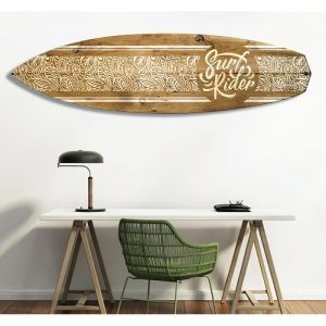 Image de Hexoa Hxa Deco - Planche de Surf Décorative,Impression sur Alu Dibond, Surf rider, 150x40 cm