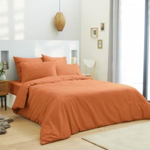 Univers décor Housse de couette Orange 260 x 240 cm - 100% Coton - 57 Fils-cm² pour lit 2 places "King Size"