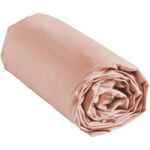 Drap housse 100% coton rose 140 x 190 cm