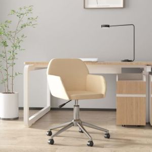 VidaXL Chaise Pivotante de Bureau Fauteuil de Bureau Chaise d'Ordinateur Siège Ergonomique Maison Intérieur Hauteur Réglable Crème Tissu