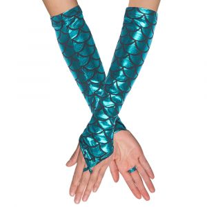 Boland Gants longs de sirène bleus adulte - Couleur Bleu - Taille Taille Unique
