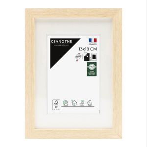 Ceanothe Cadre photo beige brut 13x18 cm avec passe-partout résine recyclée