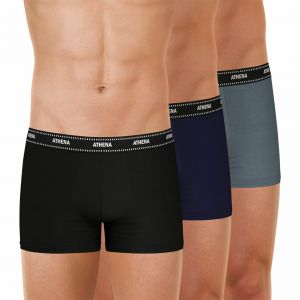 Athena Lot de 3 boxers homme My Petits Prix bleu en coton