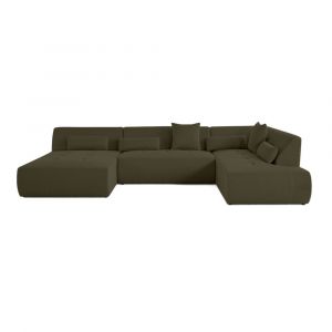 Onyx - canapé panoramique d'angle droit - 7 places - en tissu mailles 3D - Vert