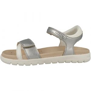 Geox Fille J Soleima Gir Sandal, Argenté Blanc, 26 EU
