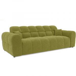 Ray - canapé droit 3 places en velours texturé - vert