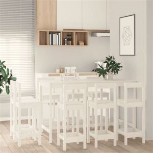 VidaXL Ensemble de Bar 9 pcs Ensemble de Meubles de Bistro Meubles de Salle à Manger Cuisine Mobilier de Pub Intérieur Blanc Bois de Pin Massif 3124723