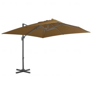 Image de VidaXL Parasol en porte-à-faux avec mât en aluminium 300x300 cm Taupe