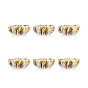 Novastyl Lot de 6 coupelles abstraites en porcelaine beige 12cm