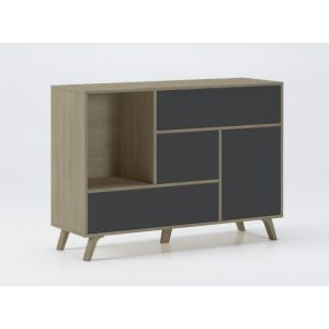 Wellindal Groupon Goods Meuble de salon : Buffet Wind / Bois et tiroir gris