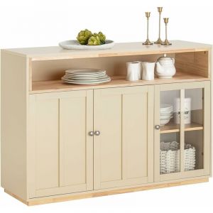 Image de Sobuy FSB80-MI Buffet Placard de Cuisine Meuble de Rangement Armoire de Cuisine Multi-rangements avec 3 Portes Meuble d'entrée Meuble latéral, Beige