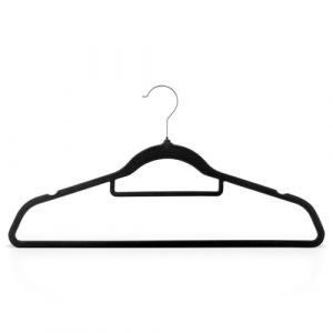 Massido Lot de 20 cintres antidérapants en Velours - Pivotants à 360 ° - Crochets en Acier - Rainures d'épaule intégrées - Noir