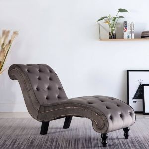 VidaXL Chaise longue Velours Gris