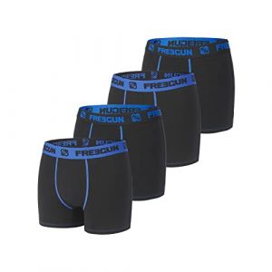 Freegun Boxer Homme Coton, Calecon Homme, Anti-Irritation, Doux (Lot de 4), Noir, Bleu, Taille XL