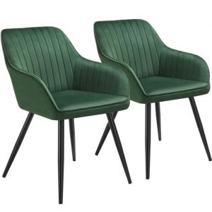 TecTake Chaise de salle à manger En velours matelassé et capitonné dossier continu