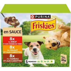 Purina Pâtée Pour Chien Adulte Au Bœuf, Poulet, Agneau En Sauce La Boite De 24 Sachets De 85g