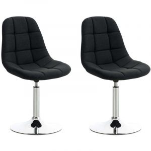 CLP Lot de 2 Chaises Salon Emil Tissu avec Piètement en métal chromé siège pivotant, Noir