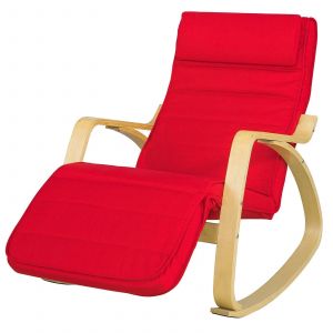 Sobuy Fauteuil à bascule avec repose-pieds réglable - Max. 120 kg - Rouge