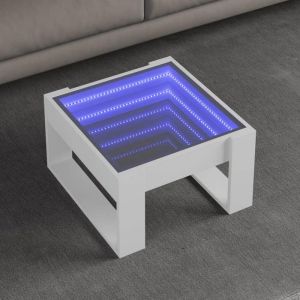 VidaXL Table basse avec LED infini blanc 50x53x30 cm table dappoint table de salon table lat&eacute;rale bout de canap&eacute; table 847623