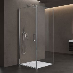 Cabine de Douche Forme u Pare-douche Portes Pivotantes Verre Transparent esg de 8mm avec Revetement nano Ravenna36UK 90x80x90 cm - Sogood