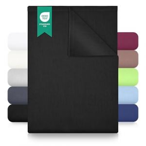 GREEN MARK Textilien Drap Plat de lit Classique | Drap de lit | Drap | Drap de Maison | Drap 100% Coton sans élastique Nombreuses Tailles et Couleurs Taille:150x250 cm, Noir