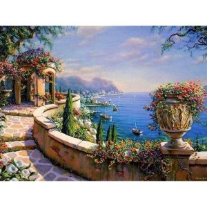 Figured'Art Peinture par Num&eacute;ro Adulte Vue sur Le Lac - Activit&eacute; Manuelle Kit de Loisir Cr&eacute;atif DIY Num&eacute;ro d'art Complet - 40x50cm sans ch&acirc;ssis en Bois