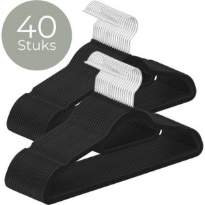 O'DADDY&reg; Velvet Coat hangers - Cintres - 40 Piece Clothes Hangers - Anti-slip - 43,5 cm - Cintres en plastique - Noir
