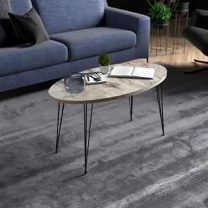 Table basse Skævinge ovale 43 x 90 x 50 cm marbre blanc noir