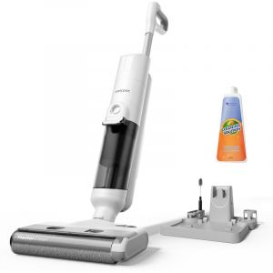 Proscenic F10 Pro - Aspirateur laveur sans fil - Nettoyeur sec/humide 3 en 1- Brosse à bord étroit - Réservoir 1.15L - Ecran LED - Auto-nettoyage - Blanc