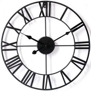 Horloge murale industrielle Goliving - Mouvement silencieux - Horloge murale moderne - Métal - Ø 60 cm - Noir