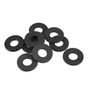 Rondelle Plate - VOCOSTE - 18mm x 8mm - Caoutchouc Noir - Lot de 10